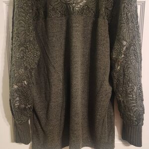 Olive Lace Sleeve Women’s Sweater